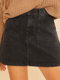 Black Denim Cargo Skirt