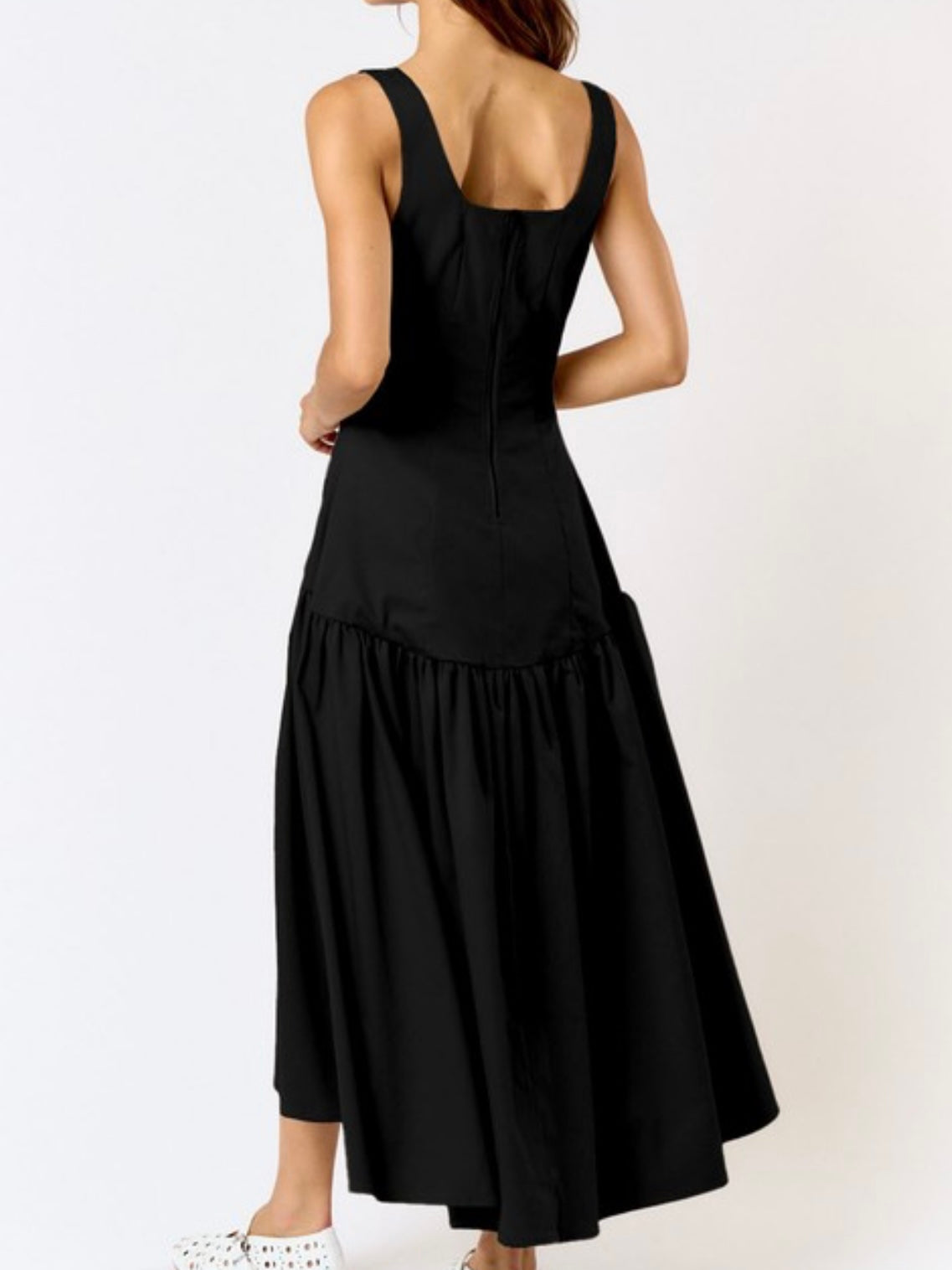 Black Hook and Eye Bustier Midi Dress