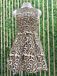 Leopard Print Smocked Short Dress