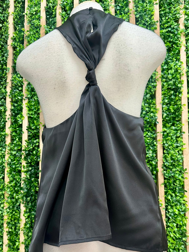 Satin Twist Halter Neck Top