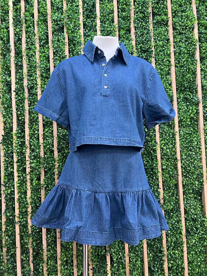 Fitted Dropwaist Denim Skirt