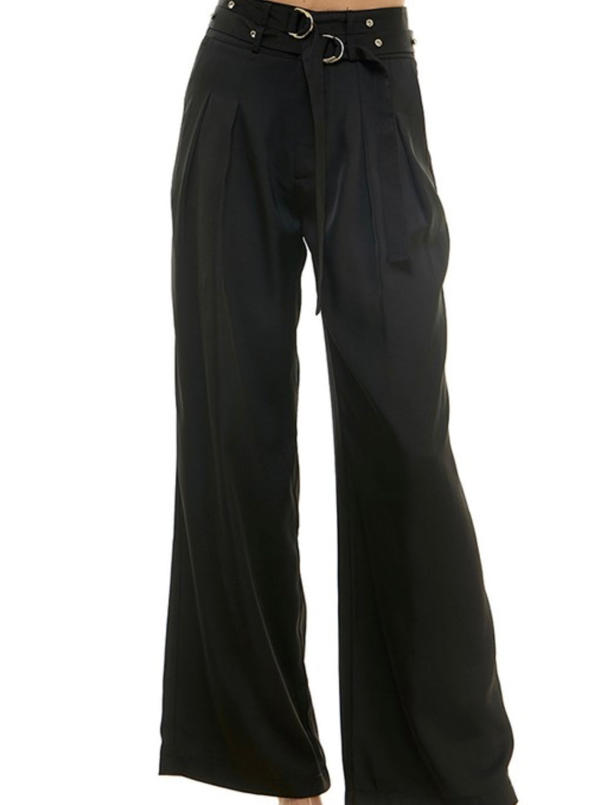 Satin Finish High Waist Wide Leg Pant