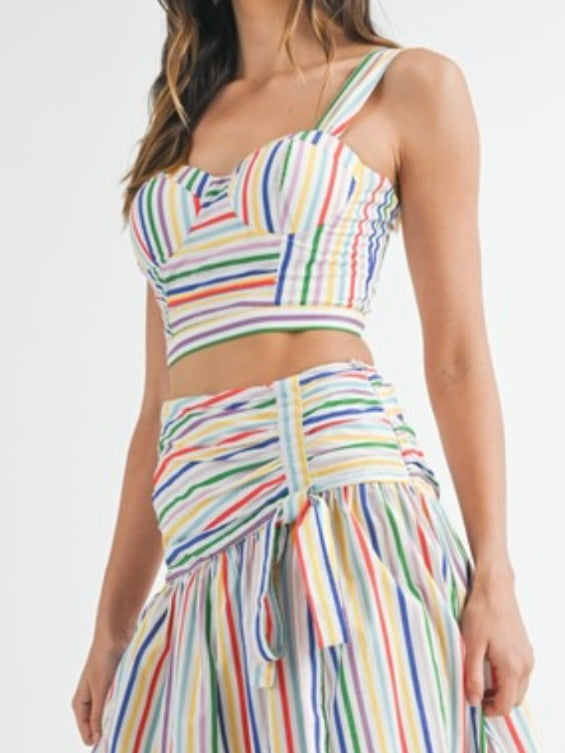 Beautiful Multi Striped Bustier Top