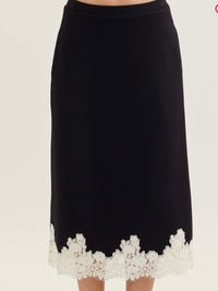 Lace Detail Modal Midi Skirt
