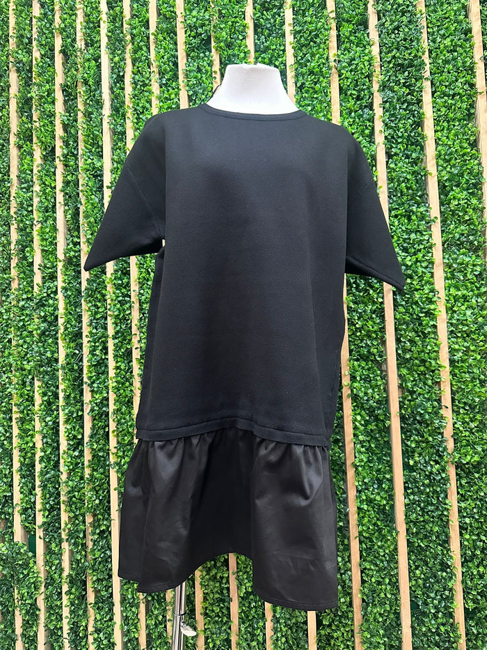 Black contrast Skirt Drop Waist Shirt Dress