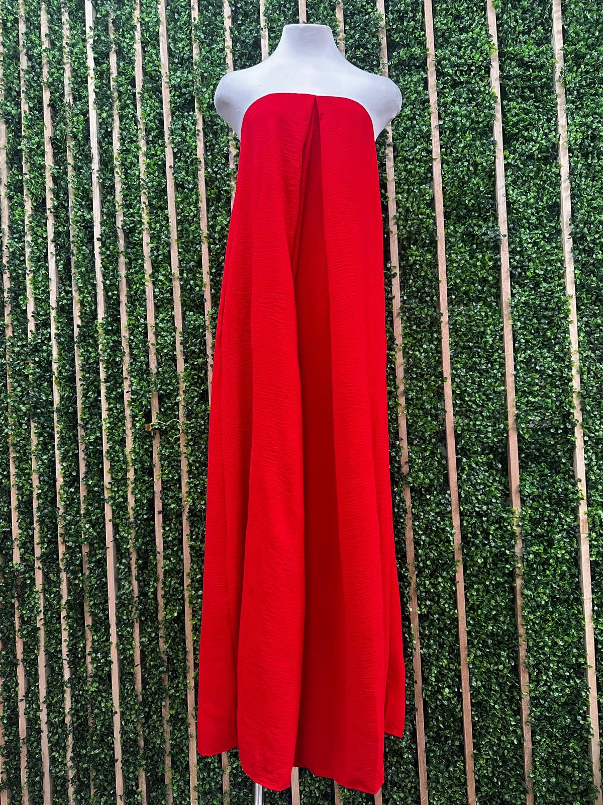 Red Strapless Flowy Jumpsuit