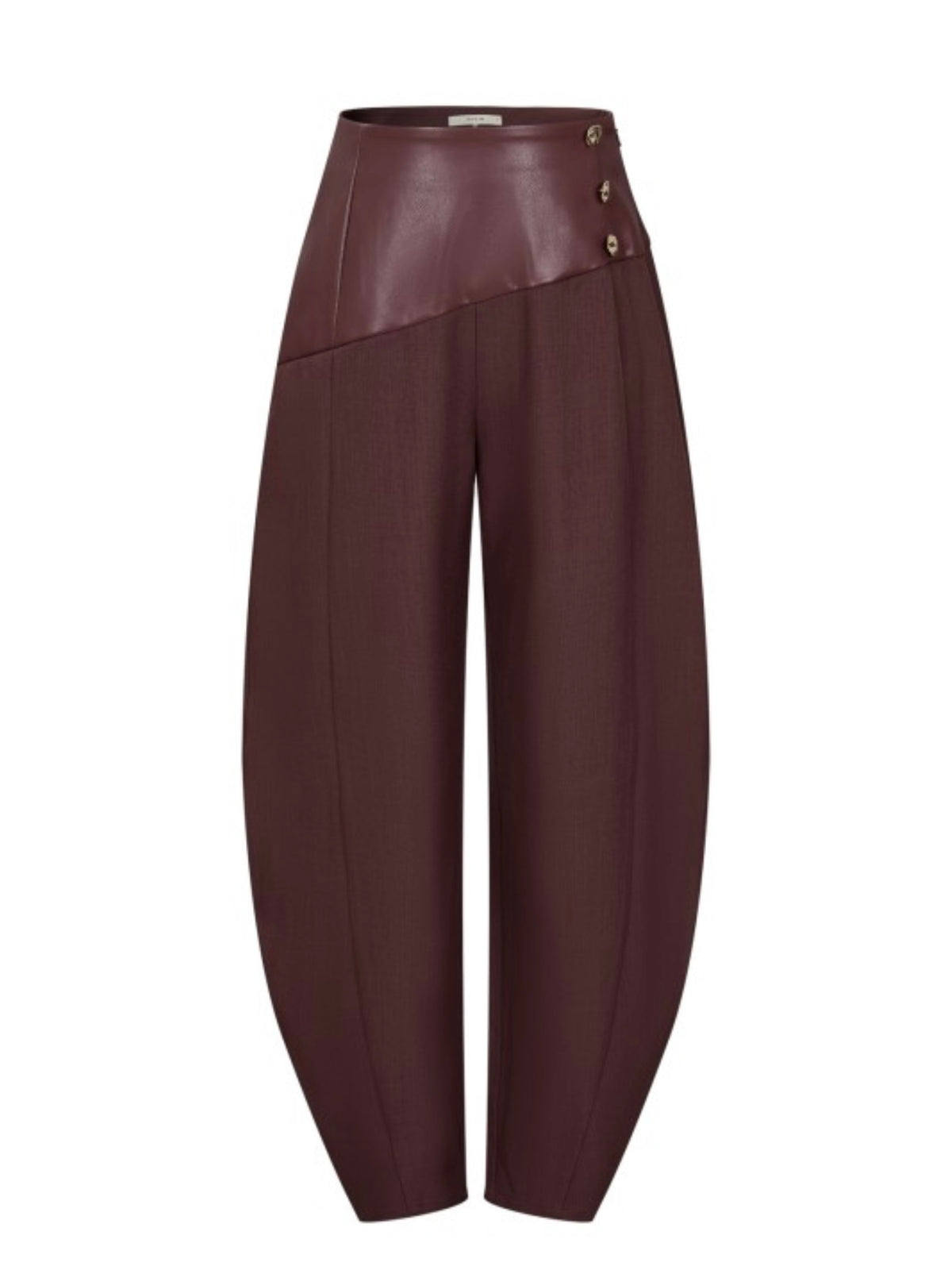 Leather Contrast Uptown Luxe Barrel Pants