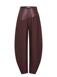 Leather Contrast Uptown Luxe Barrel Pants