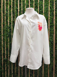 More Amor Por Favor Oversized Button-Down Shirt – Black & Blue