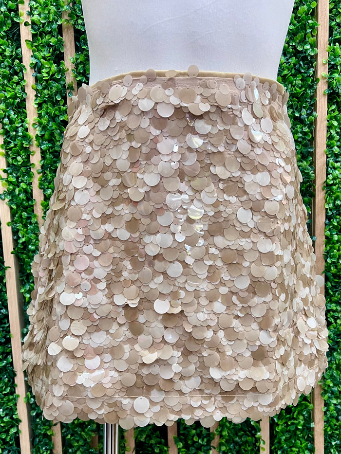 Beautiful Fun Beige Sequin Short Skirt