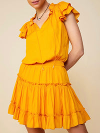 Delicate Short Sleeve Ruffled Short Dress