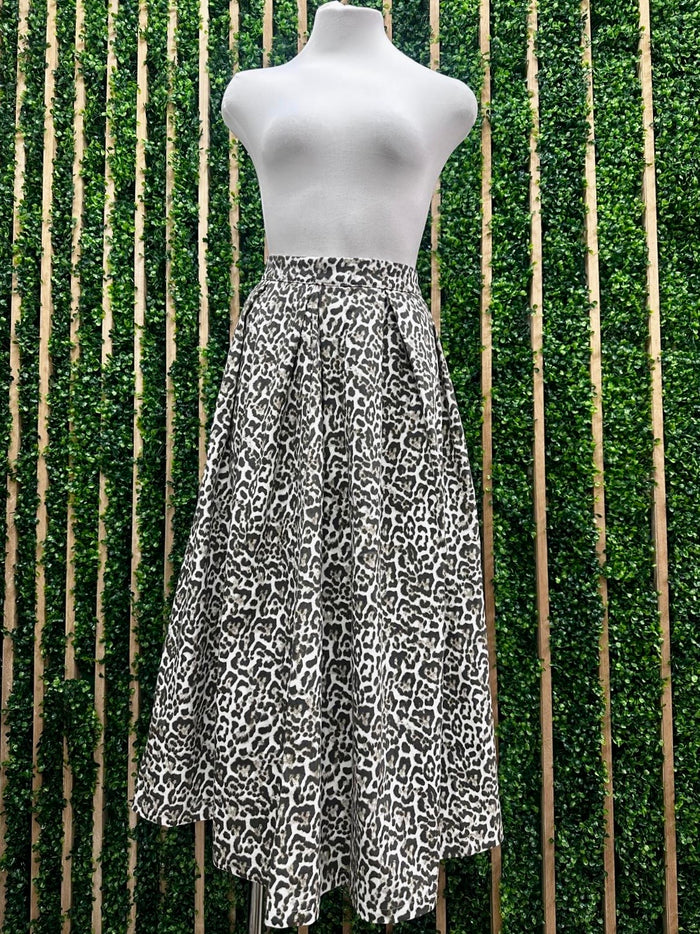Beautiful A Line Brown Leopard Midi Skirt