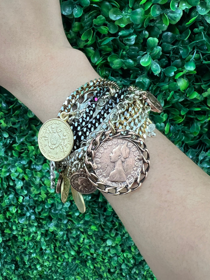 BE Multilayer Bicolor Coin Bracelet