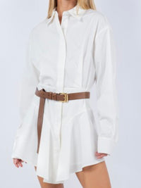 White Fitted Blouse Dress