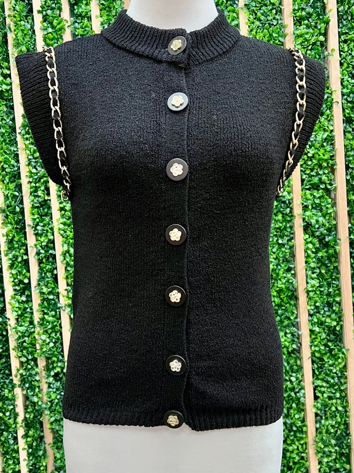 Chain Trim Sweater Vest