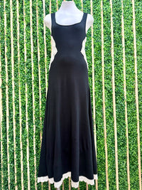 Black Side Crochet Scoop Neck Midi Dress