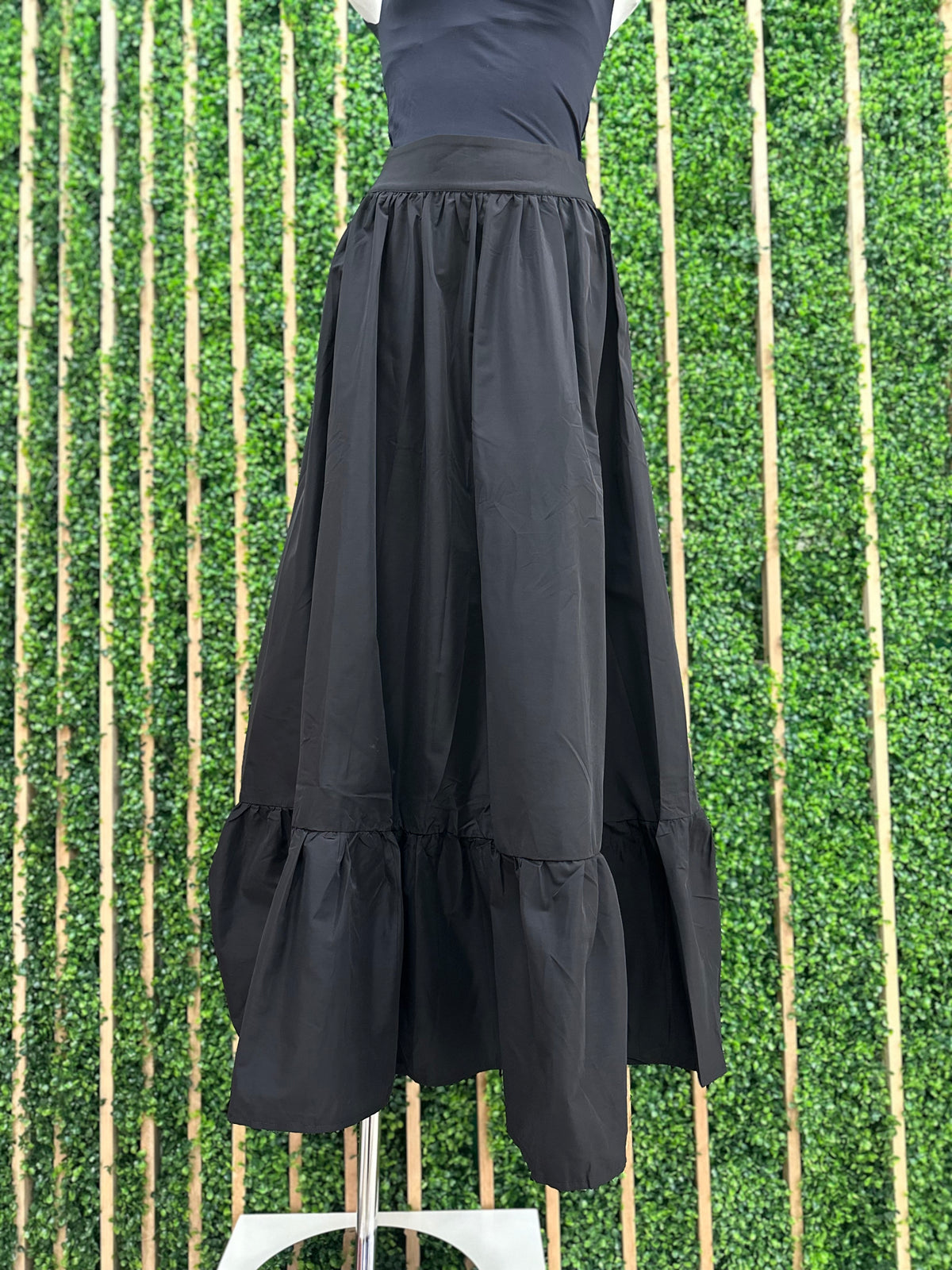 Black Flared Maxi Skirt