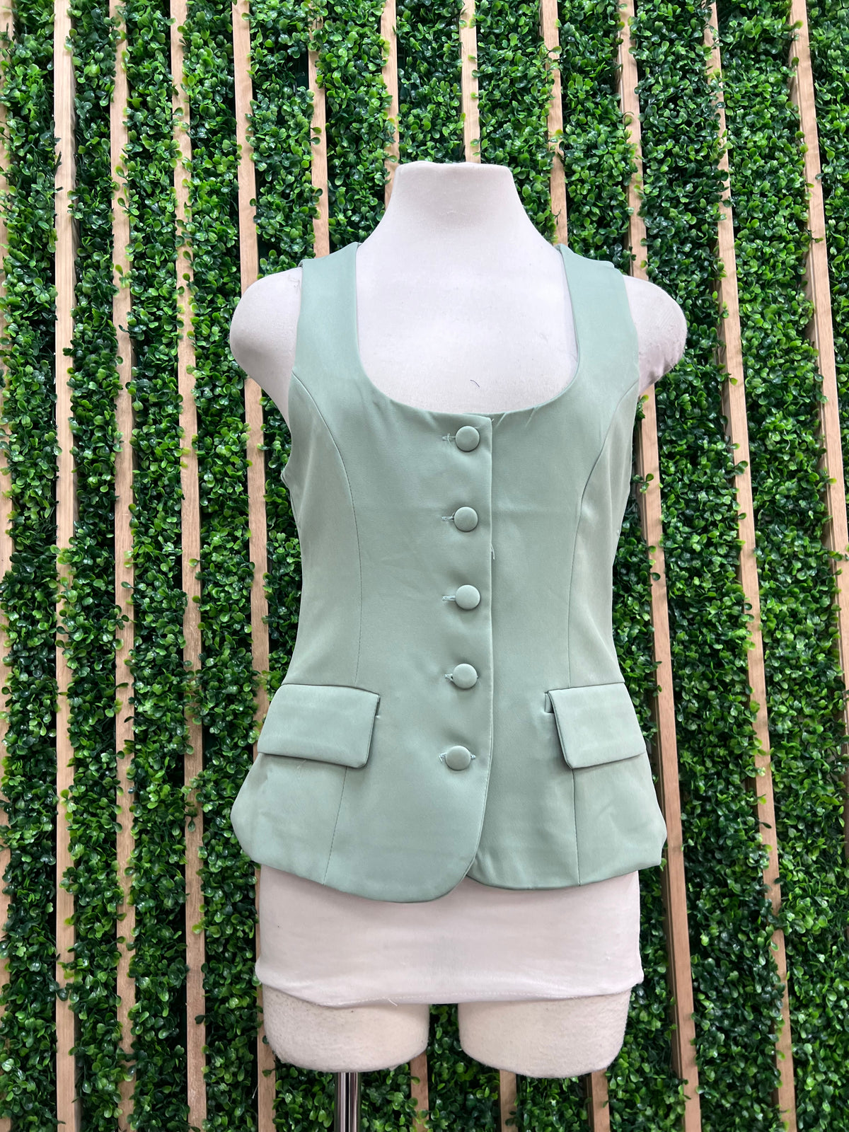 Button Down Fitted Vest Top