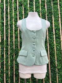 Button Down Fitted Vest Top