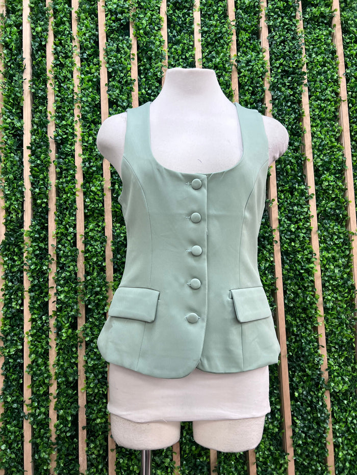 Button Down Fitted Vest Top