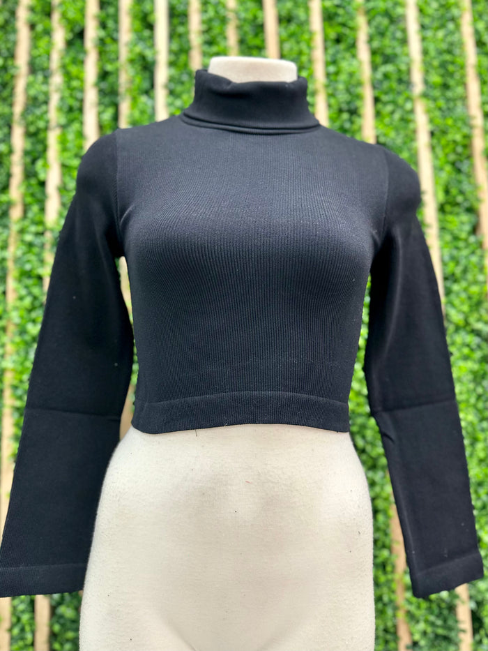 Foldover Neck Long Sleeve Top