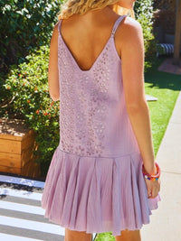 Lavender Contrast Lace Drop Waist Summer Dress