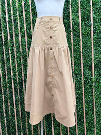 High Waisted Flared Midi Skirt