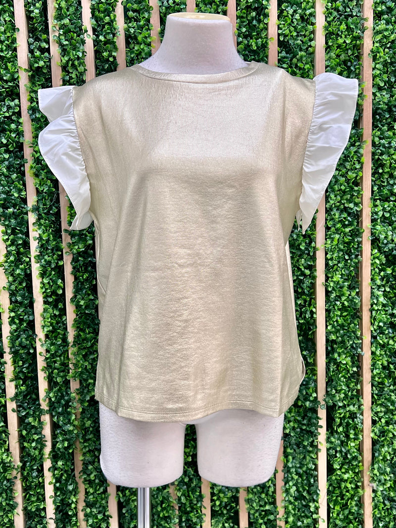 Ruffled Sleeve Soft Gold Blouse