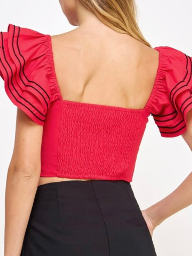 Beautiful Stitch Detail Embroidered Off Shoulder Top