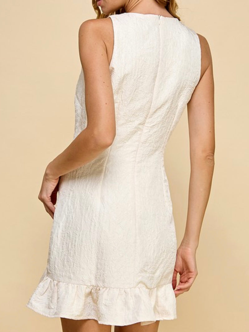 Cream Ruffle Hem Short Dress