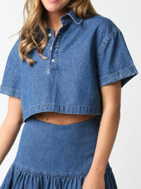 Collared Denim Top