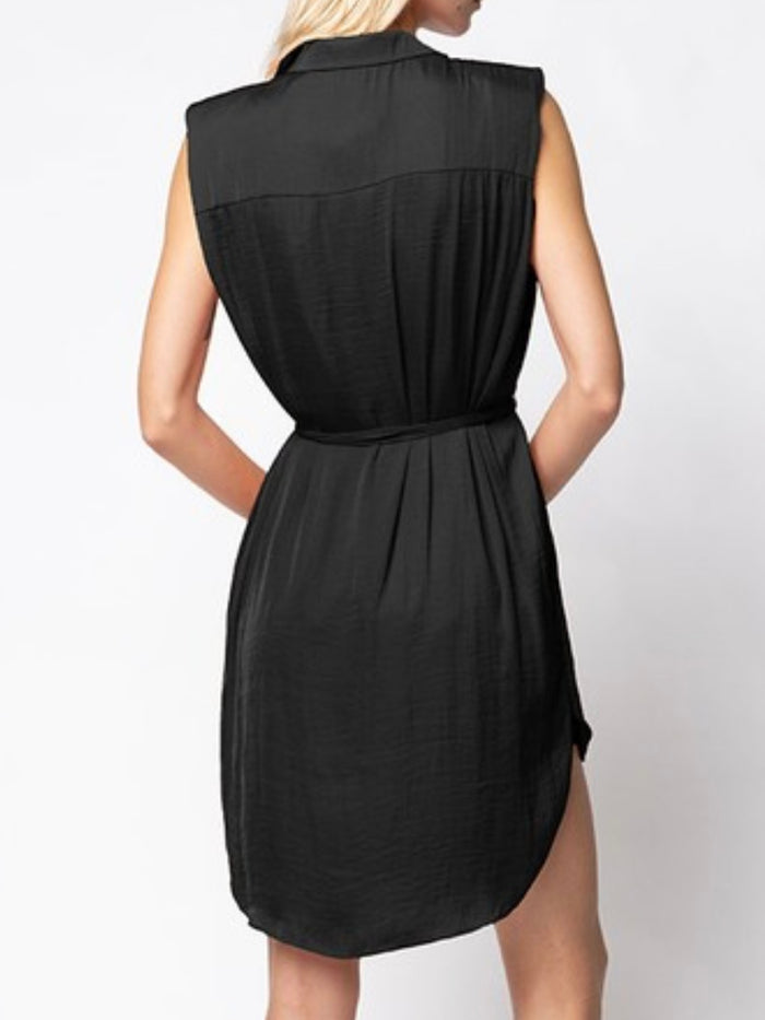 Black Collared Sleeveless Dress