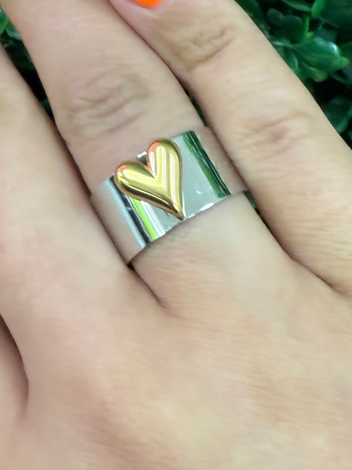 Stainless Steel Heart Detail Ring