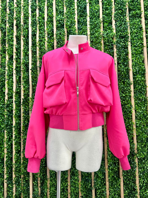 Delicate Hot Pink Crop Jacket Top