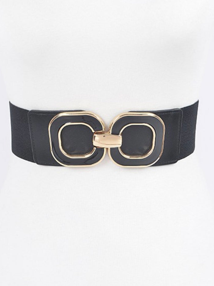 Round Squares Metal Buckle Elastic Belt
