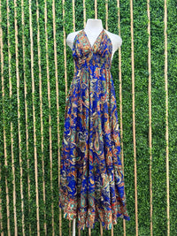 Paisley Smocked Waist Halter Maxi Dress