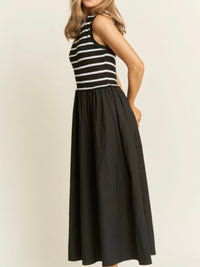 Contrast Knit Stripe Midi Dress