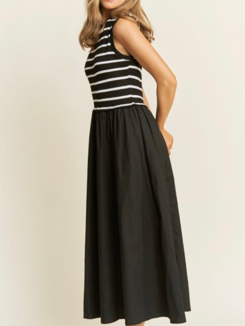 Contrast Knit Stripe Midi Dress
