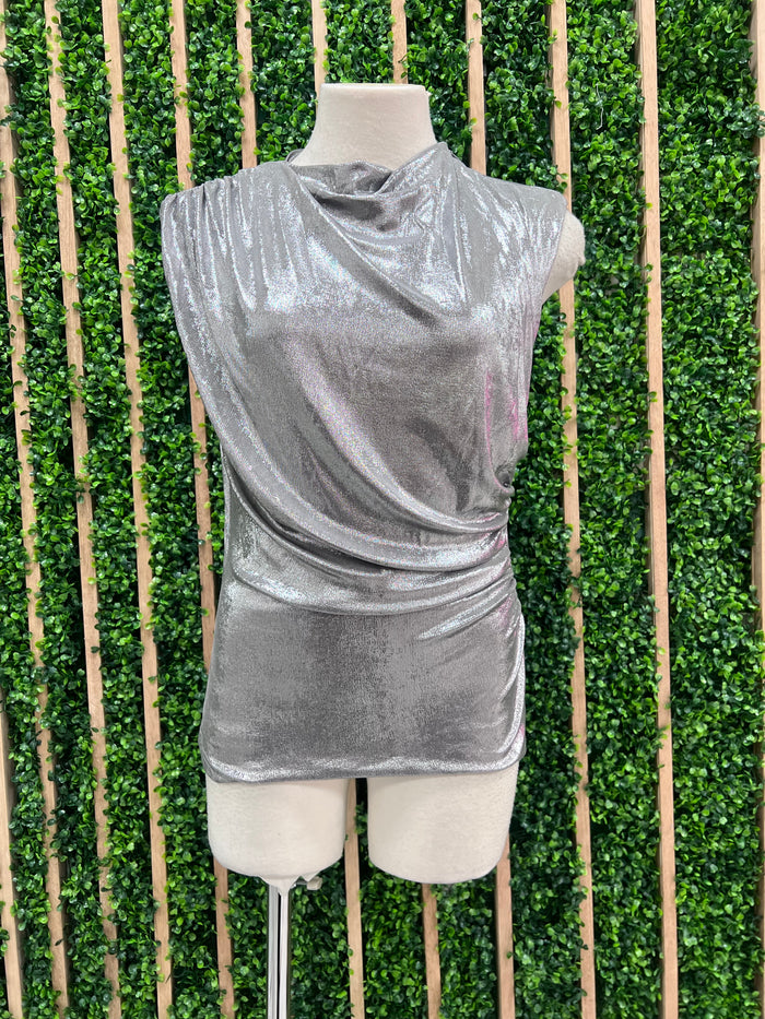 Cowl Neck Lurex Top