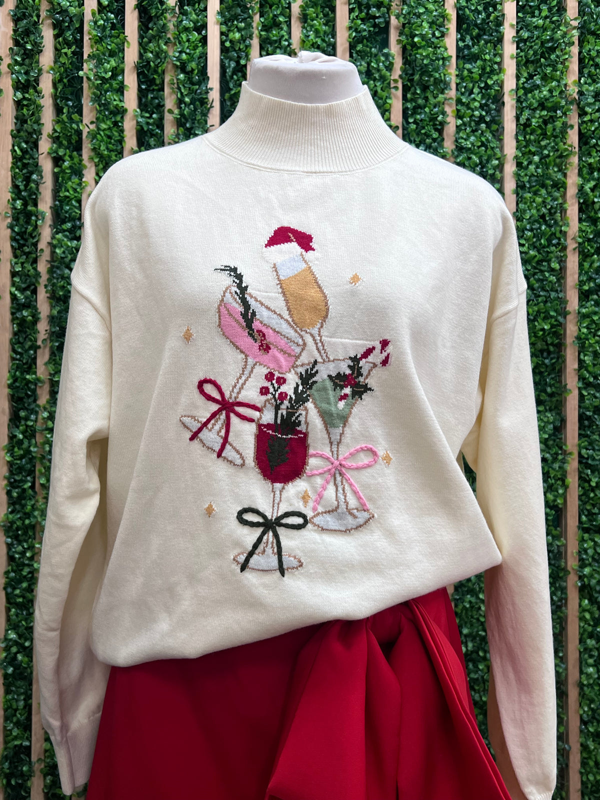 Mock Neck Long Sleeve Christmas Sweater