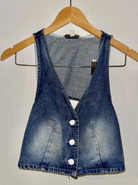 Denim Cutout Halter Vest