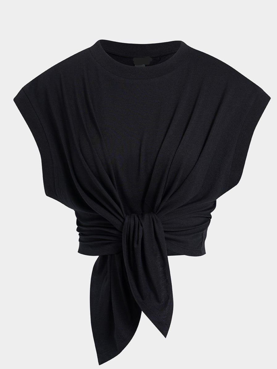 Front Tie Draped T-Shirt Top