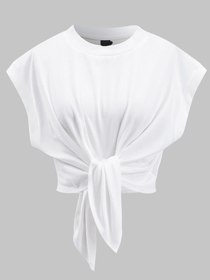 Front Tie Draped T-Shirt Top