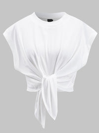 Front Tie Draped T-Shirt Top