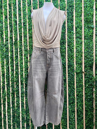 Grey Wash Barrel Jean