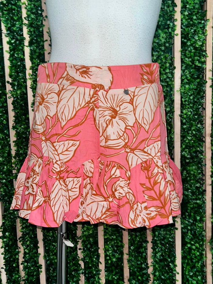 Coral Tropical Ruffle Short