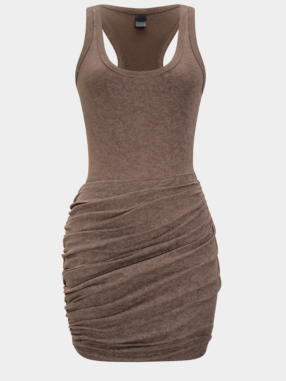 Mocha Ruched Racerback Mini Dress