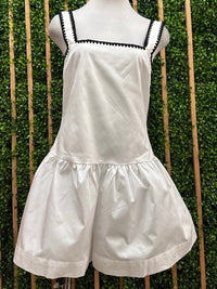 Stitch Trim Square Neck Drop Waist Romper