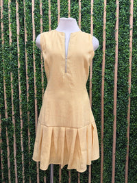 Sleeveless Linen Mini Dress with Pleated Hem