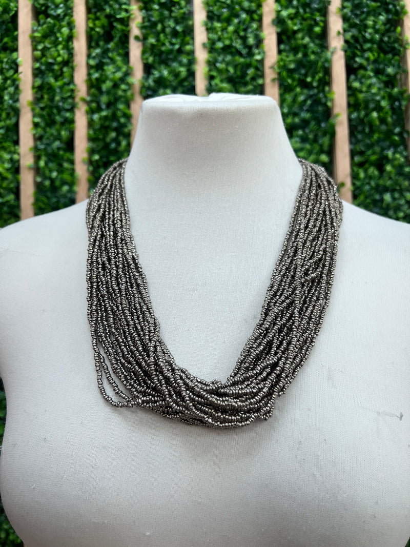 Multi Layer Metallic Beads Necklace